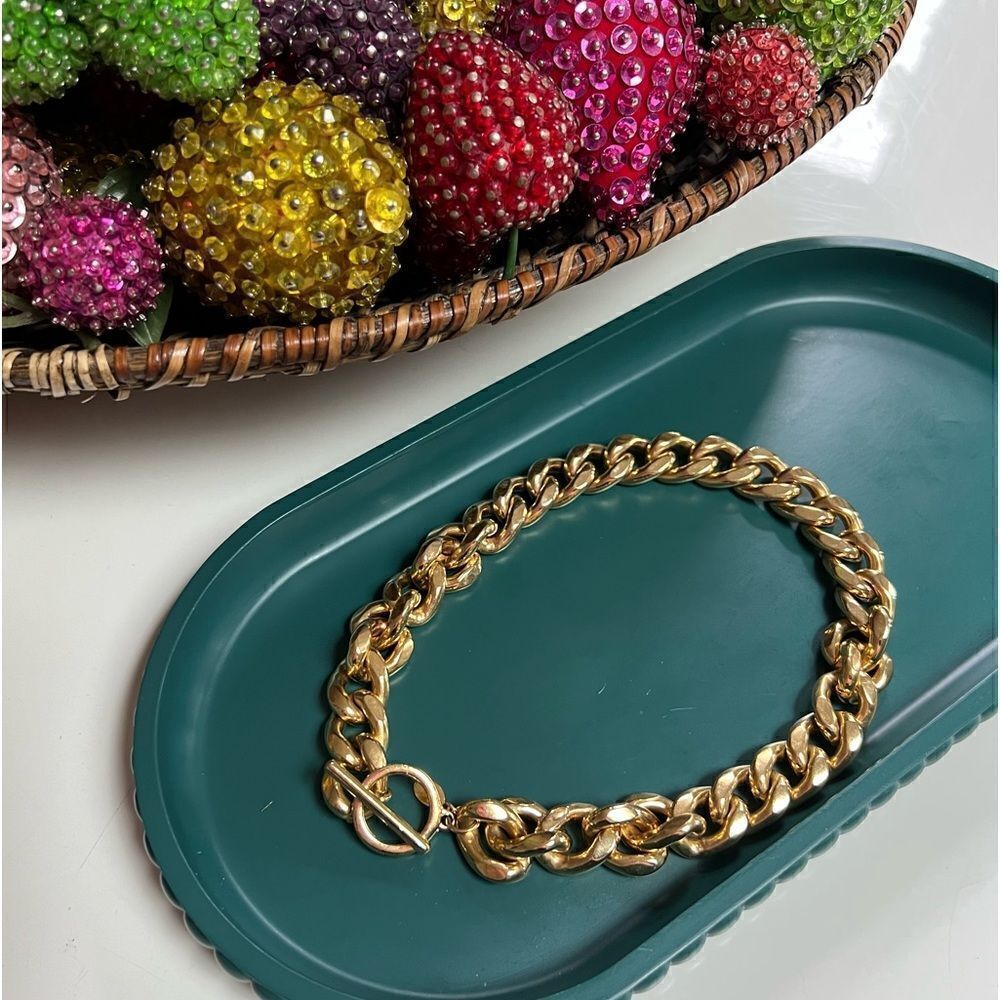 Vintage 1960s Carolee Gold Plated Chunky Curb Chain Link Toggle Clasp Necklace